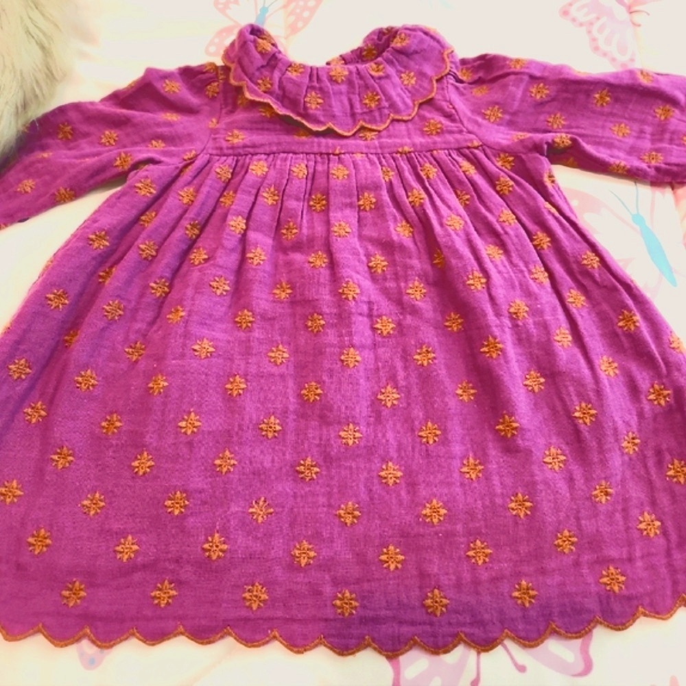Purple and Orange Kids Casual Dress